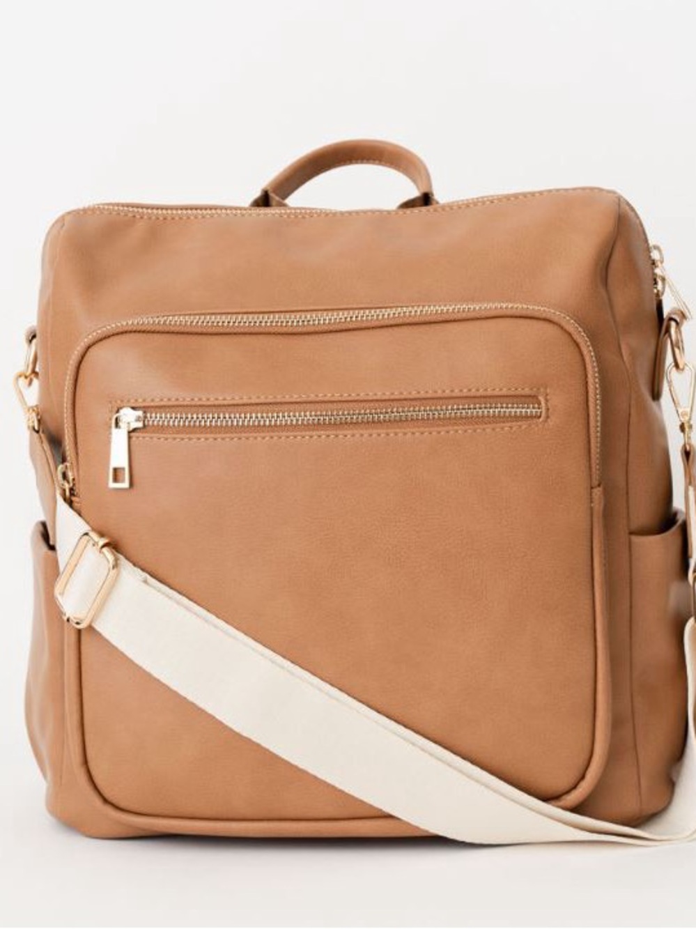 Everyday Tan Crossbody Tote — Women's Convertible Shoulder Bag - Picture 3 of 6